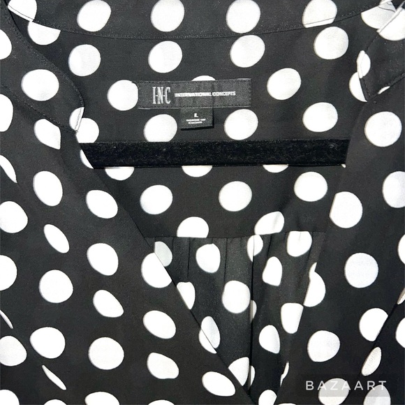 INC gorgeous black and white polka dot blouse C46 - Picture 3 of 4